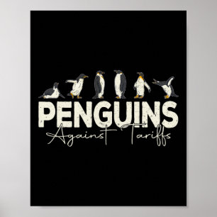 Pinguine gegen Zölle Funny Animal Retro Resist Poster
