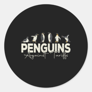Pinguine gegen Zölle Funny Animal Retro Resist Runder Aufkleber