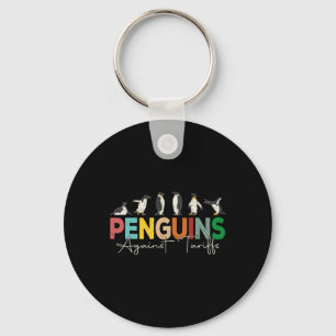 Pinguine gegen Zölle Humor Tier Retro Widerstand Schlüsselanhänger