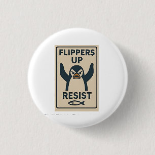 Pinguine gegen Zölle und Trump-Garten-Flagge Button