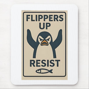 Pinguine gegen Zölle und Trump-Garten-Flagge Mousepad