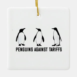 Pinguine gegen Zölle und Trump-Steuerpolitik Keramikornament
