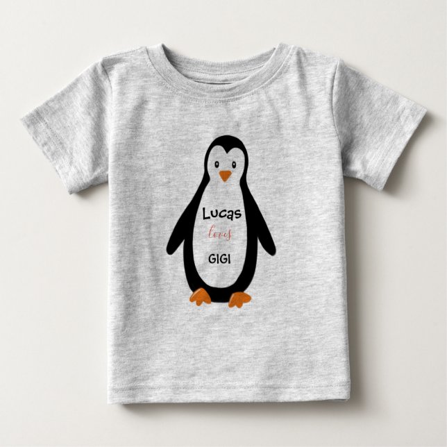Pinguine, Gigi und Name Baby T-shirt (Vorderseite)