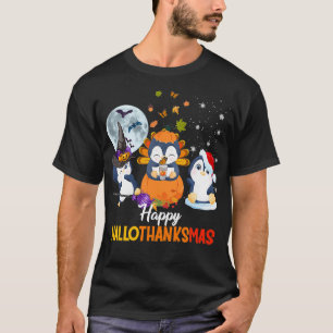Pinguine Halloween und frohe Weihnachten glücklich T-Shirt
