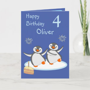 Pinguine Happy Birthday Folded Grußkarte Karte