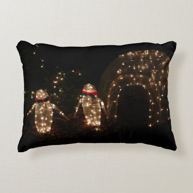 Pinguine Holiday Light Display Zierkissen (Vorderseite)