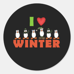 Pinguine I Liebe Winterferien Runder Aufkleber