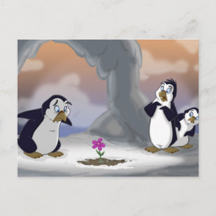 Pinguine im Frühling Postkarte