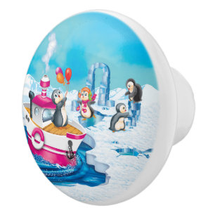 Pinguine in der Antarktis Keramikknauf