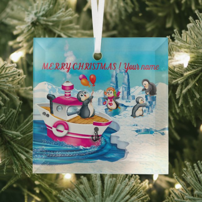 Pinguine in der Antarktis Ornament Aus Glas (Insitu)