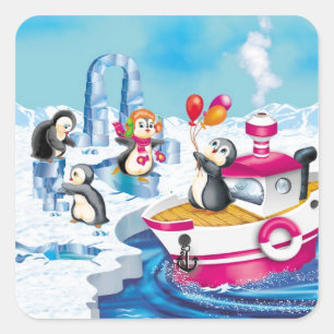 Pinguine in der Antarktis Quadratischer Aufkleber