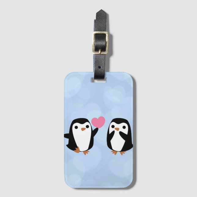 Pinguine in der Liebe Gepäckanhänger (Vorderseite Vertikal)
