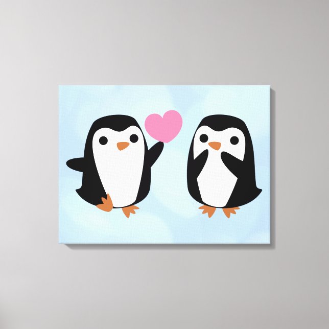 Pinguine in der Liebe Leinwanddruck (Vorderseite)