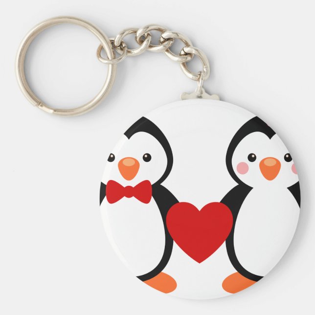 Pinguine in der Liebe Schlüsselanhänger (Vorne)