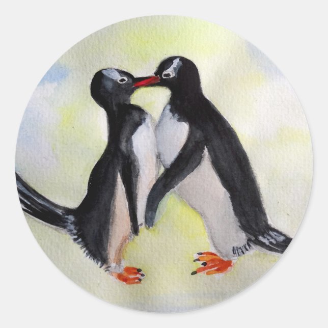 Pinguine Klassischer Rundaufkleber, glänzend Runder Aufkleber (Vorderseite)