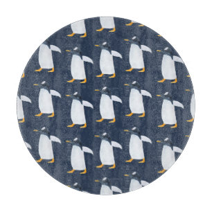 Pinguine: Kleine dunkle Wasserfarbe Schneidebrett