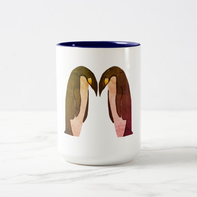 Pinguine Liebe Zweifarbige Tasse (Mittel)