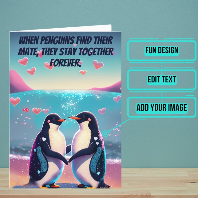 Pinguine Mate for Life Fiancée/Girlfriend Birthday Karte (This is a perfect card for someone you love. Penguins mate forever!)