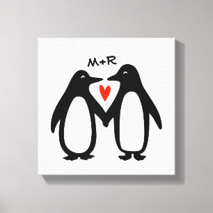 Pinguine mit Handgriffen für Niedliche, kundenspe Leinwanddruck