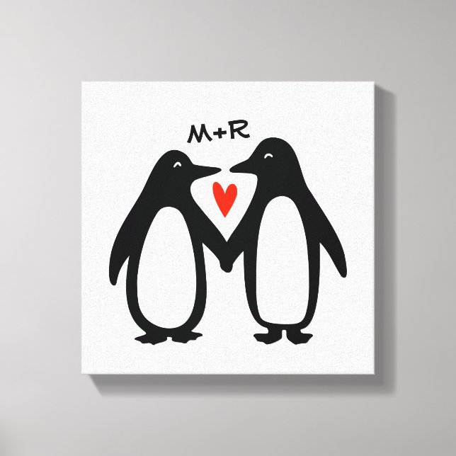 Pinguine mit Handgriffen für Niedliche, kundenspez Leinwanddruck (Vorderseite)