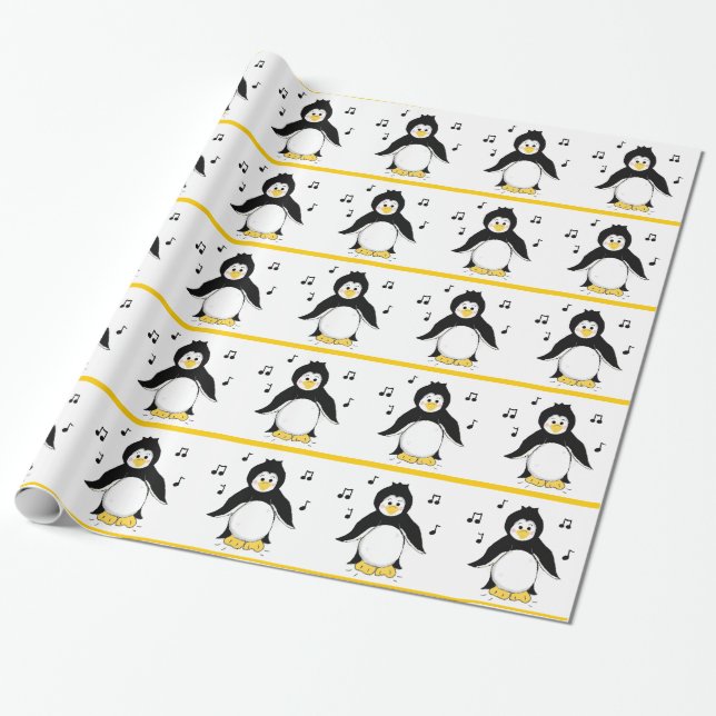 Pinguine mit musikalischen Hinweisen Geschenkpapier (Ungerollt)