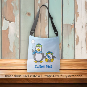 Pinguine mit Schneebällen über Kreuz Tasche