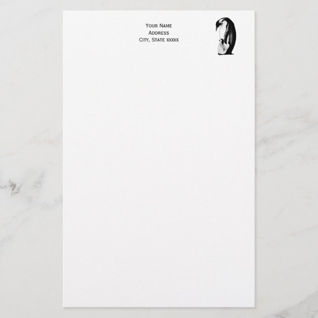 Pinguine Mother Baby Chick Writer Paper Briefpapier (Vorderseite)