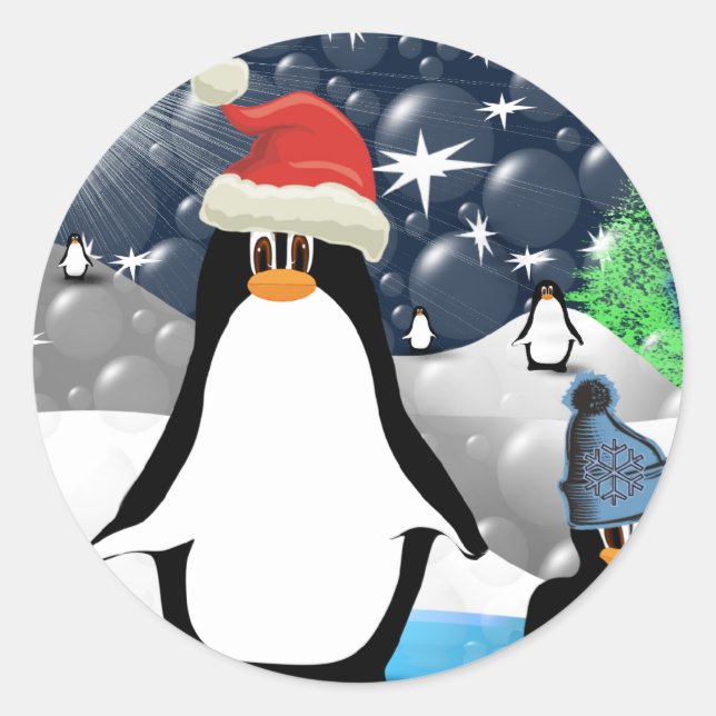 Pinguine Runder Aufkleber (Vorderseite)