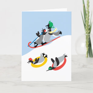 Pinguine Schlittenfahren Benutzerdefinierte Karte