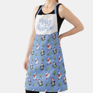 Pinguine, Schneemänner und Weihnachtsbäume Schürze