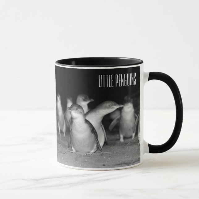 Pinguine Schwarz-Weiß-Foto Tasse (Rechts)