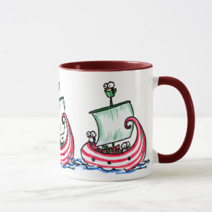 Pinguine segeln in einer Weihnachtsboot-Tasse Tasse