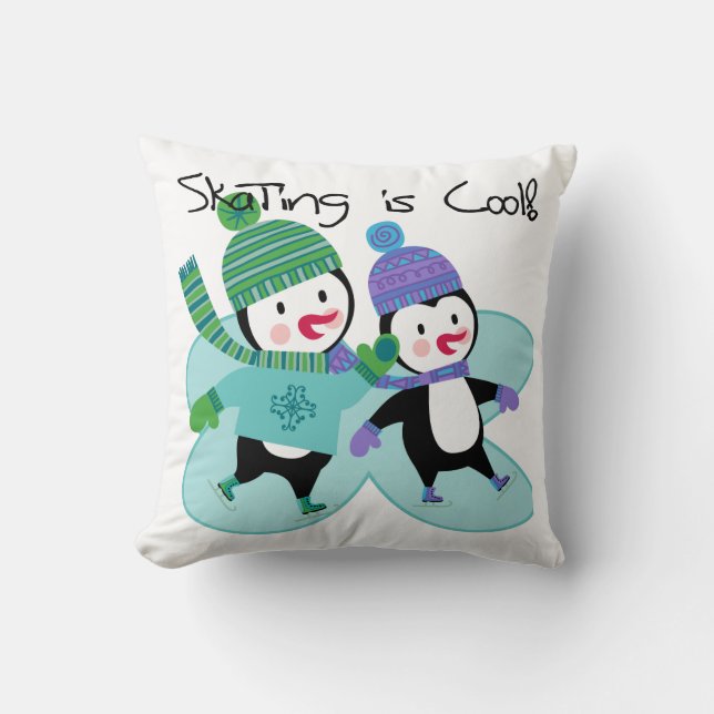 Pinguine Skaten ist Cool Kissen (Vorderseite)