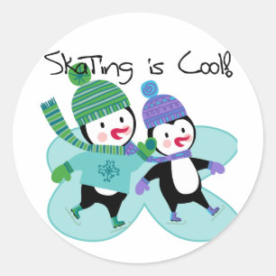 Pinguine Skaten ist Cool Runder Aufkleber