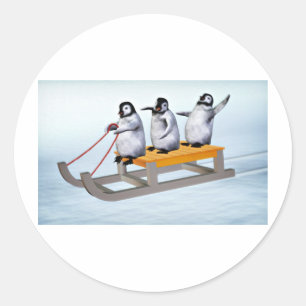 Pinguine Sled Runder Aufkleber