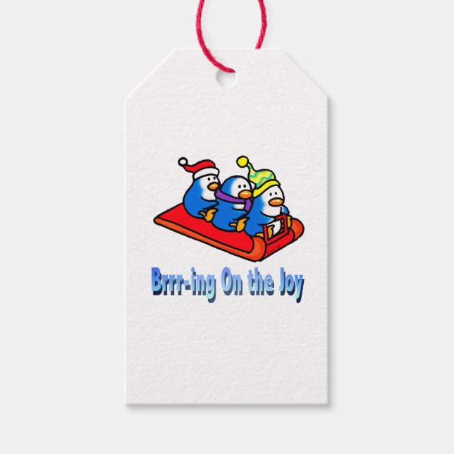 Pinguine Sledings Winter Holiday Scene Geschenkanhänger (Vorderseite)