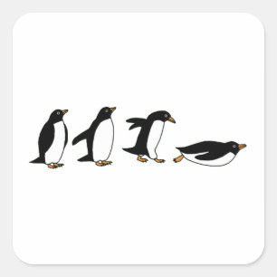 Pinguine Sliding Quadratischer Aufkleber