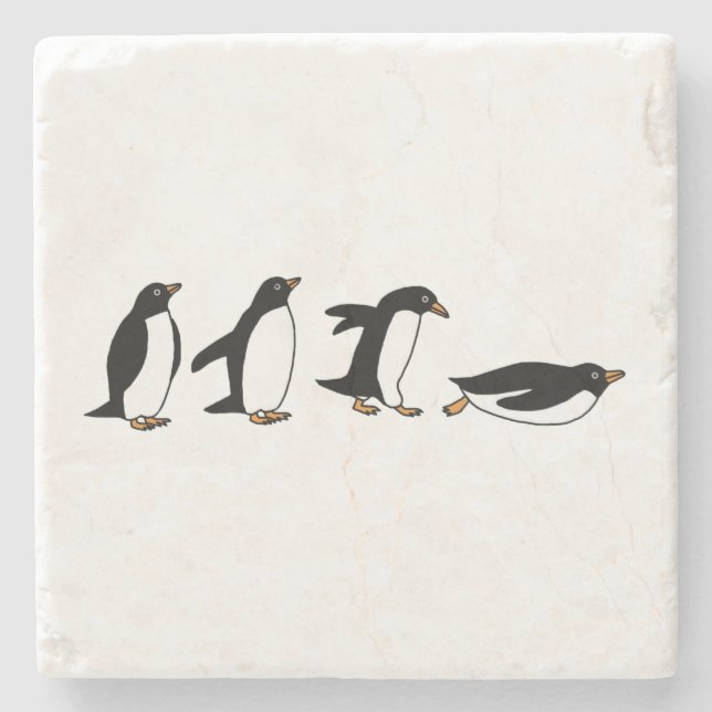 Pinguine Sliding Steinuntersetzer (Vorderseite)