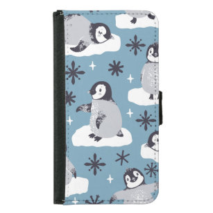 Pinguine Snowflakes Winter Nahtloses Muster Geldbeutel Hülle Für Das Samsung Galaxy S5
