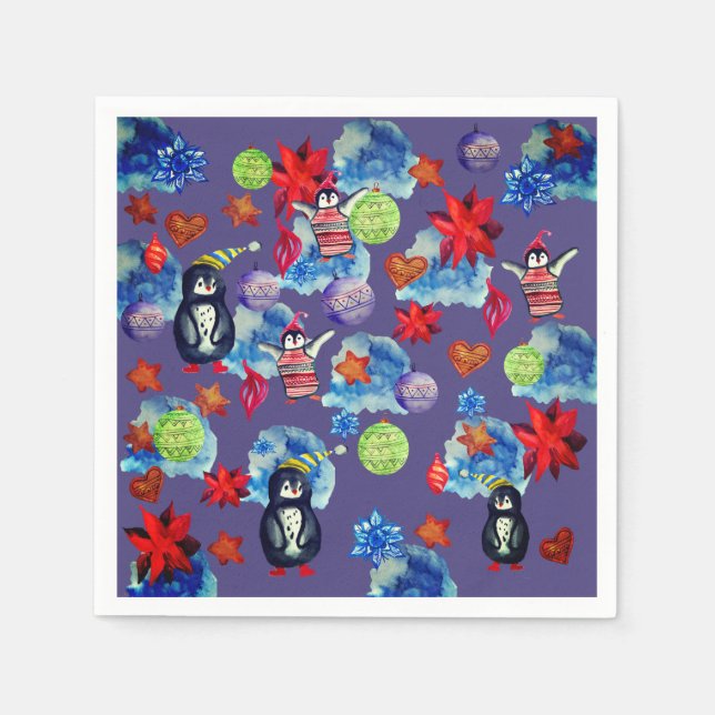 Pinguine & Stars Napkins Serviette (Vorderseite)