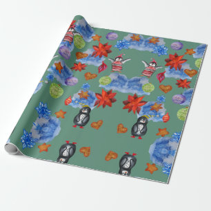 Pinguine & Stars-Schleifpapier Geschenkpapier