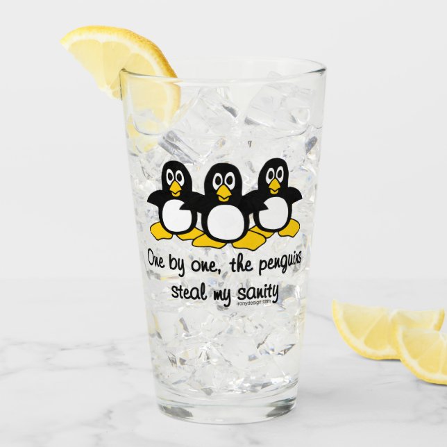Pinguine stehlen meine Vernunft Glas (Vorderseite Ice)