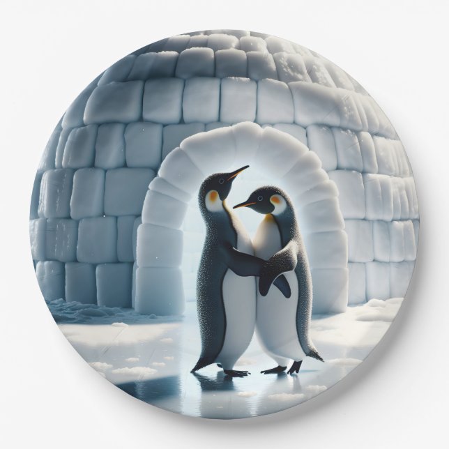Pinguine tanzen langsam von Iglu Pappteller (Vorderseite)