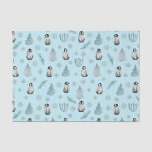 Pinguine und Schneeflocken Blauer Weihnachten Seidenpapier