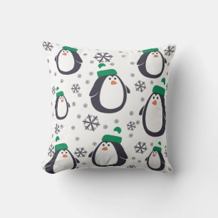 Pinguine und Schneeflocken Feiertags-Kissen Kissen
