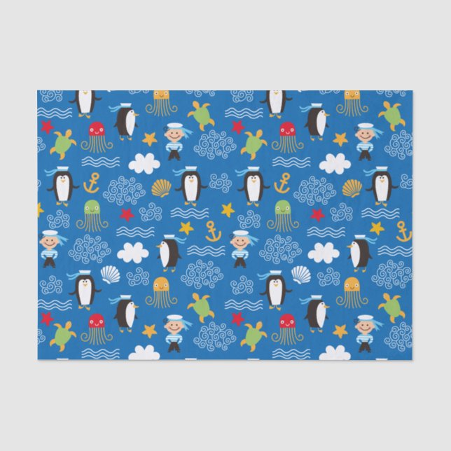 Pinguine und Seeleute Seidenpapier (Vorderseite)