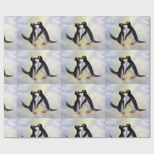 Pinguine Watercor Art Matte Wrapping Paper Geschenkpapier