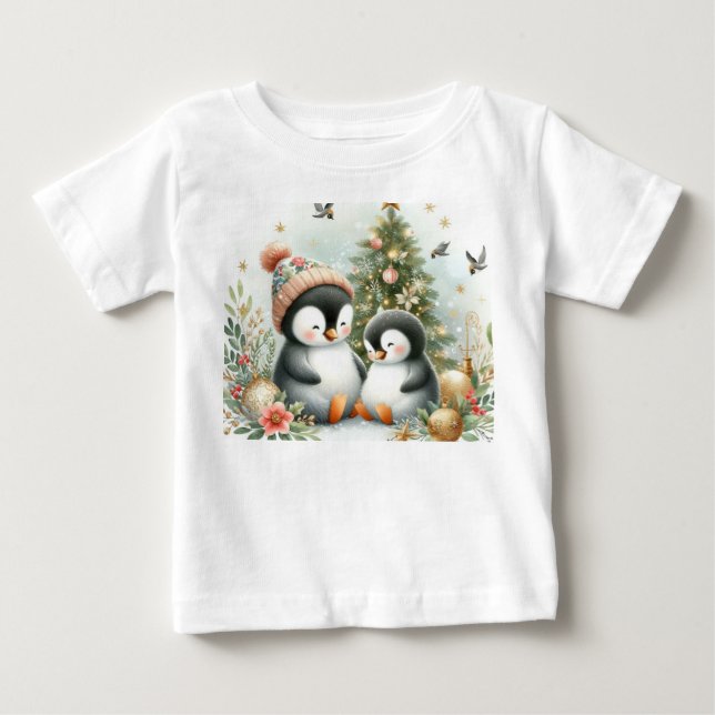 Pinguine Weihnachten Baby T-shirt (Vorderseite)