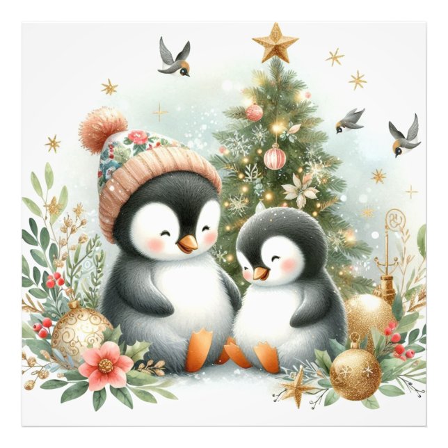 Pinguine Weihnachten Fotodruck (Vorne)