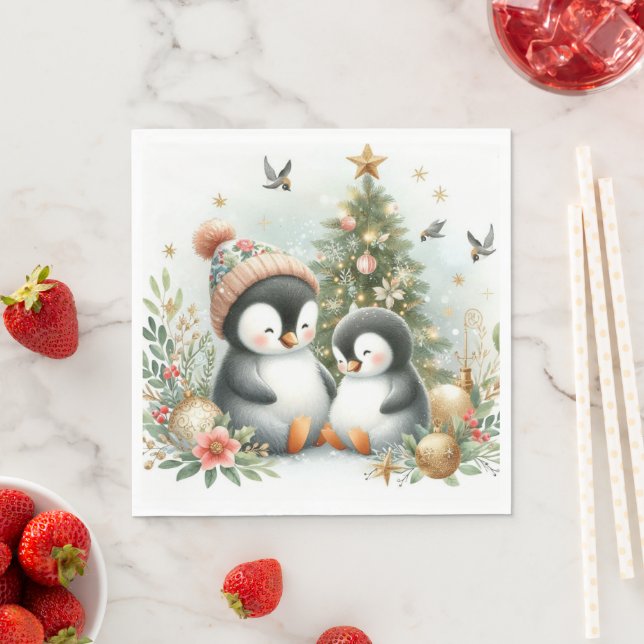 Pinguine Weihnachten Serviette (Beispiel)